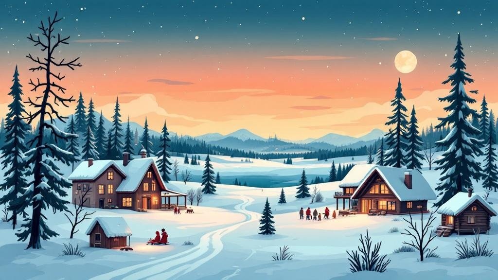 Illustrated Rovaniemi accommodation: city hotel, Arctic TreeHouse, cabin near Santa Village, showing the range of options