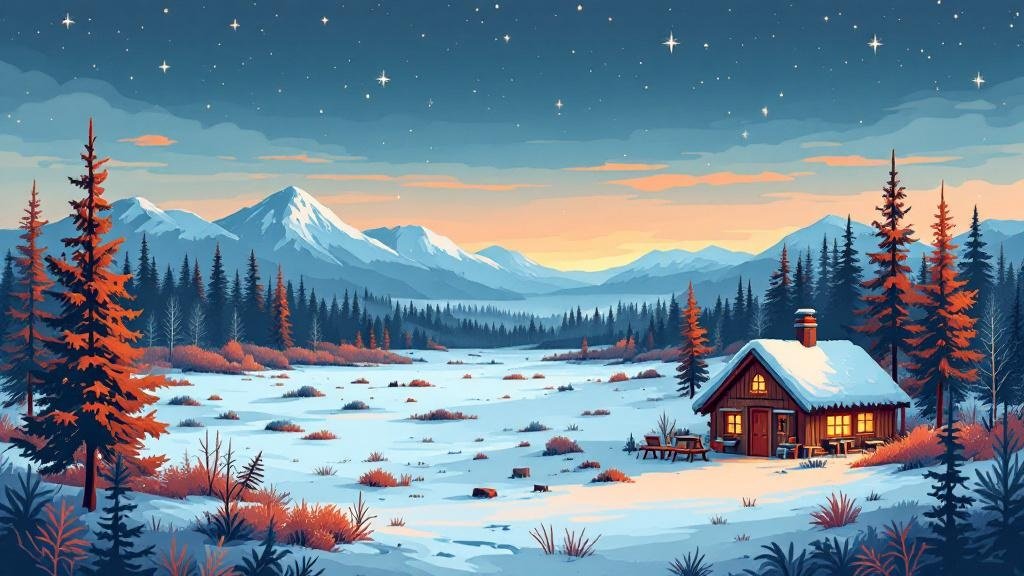 Illustrated budget-friendly options: hostel bunk, simple cabin, wilderness hut in forest, cozy despite budget
