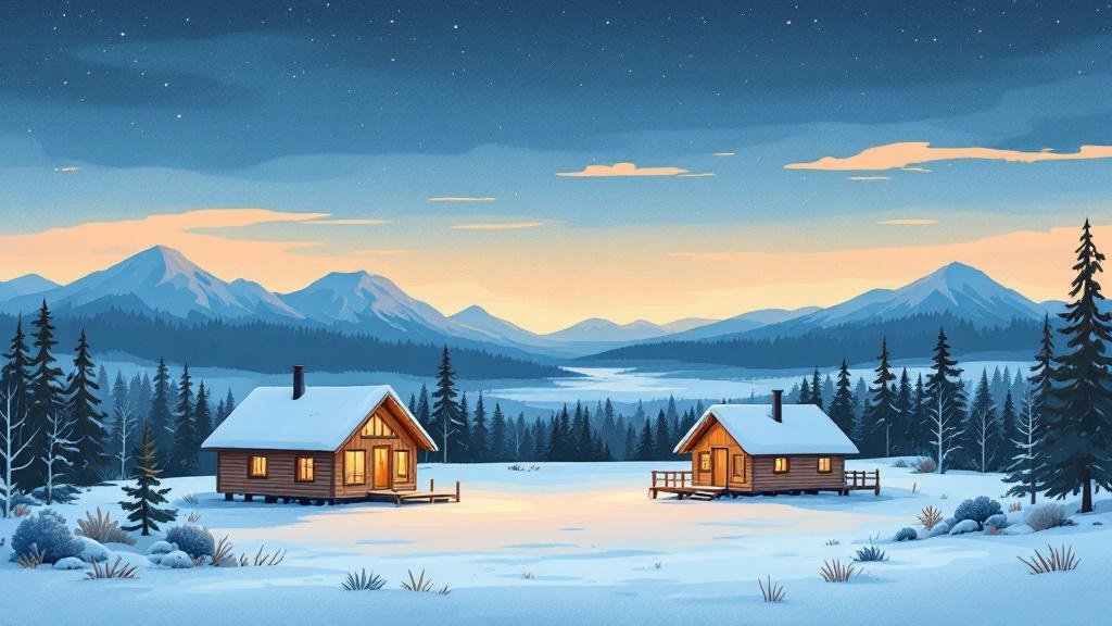 Illustrated cabin listing comparison: nice cabin vs disappointing one, honest humorous comparison, Finnish humor