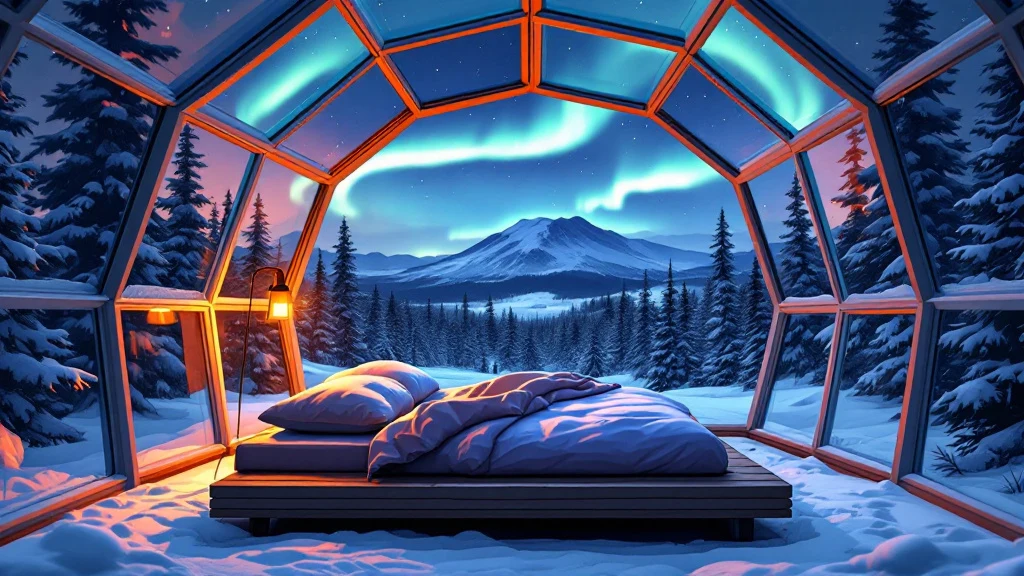 Glass-roofed igloos in a snowy forest near Rovaniemi, Finland